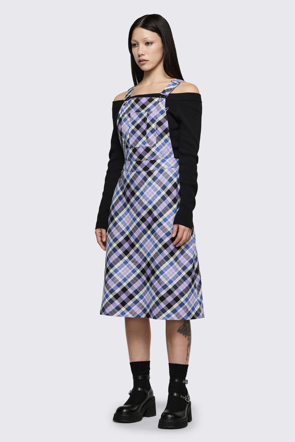 Dangerfield - Sketchy Tartan Midi Pinafore - multi