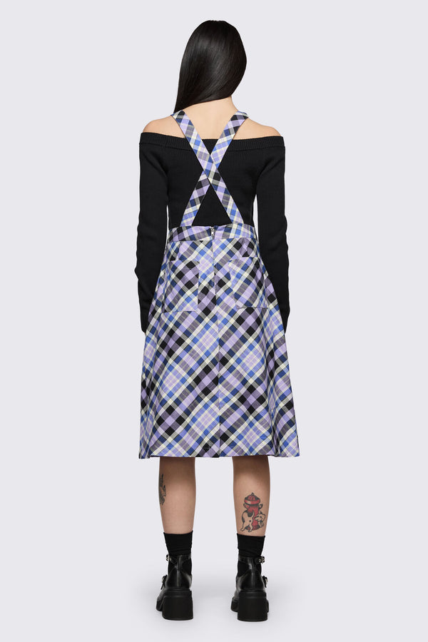 Dangerfield - Sketchy Tartan Midi Pinafore - multi