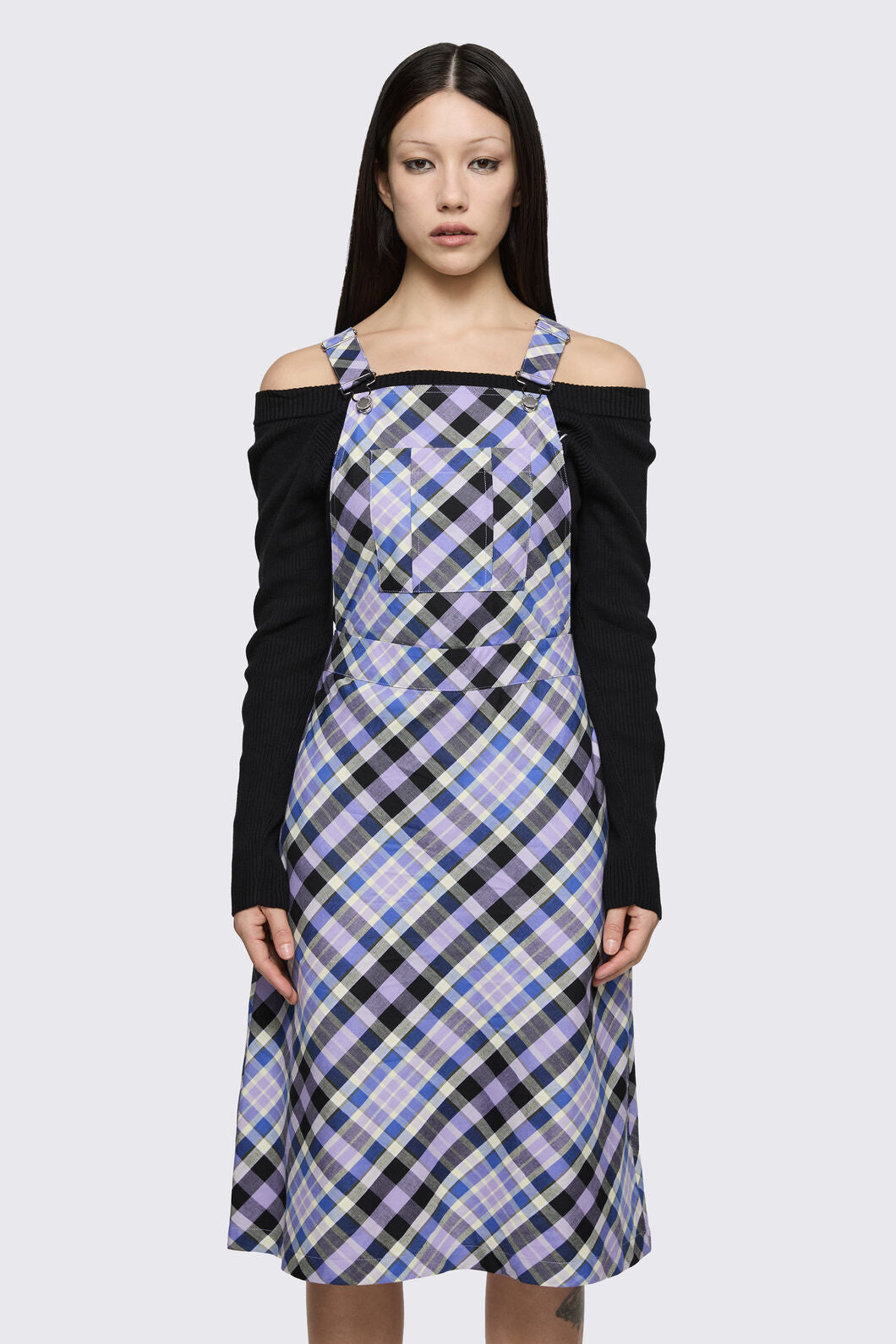 Dangerfield - Sketchy Tartan Midi Pinafore - multi