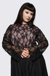 Dangerfield - Curve Broken Rollercoaster Lace Top - black-pink