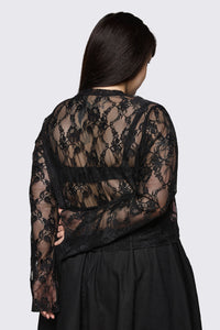 Dangerfield - Curve Broken Rollercoaster Lace Top - black-pink