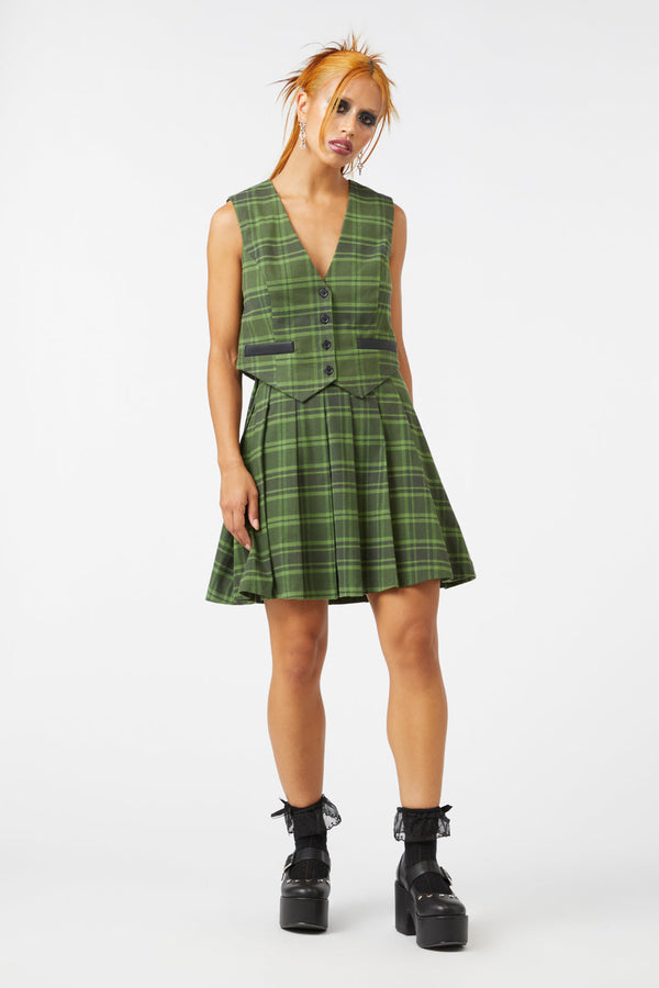 Dangerfield - Meadow Tartan Vest - olive