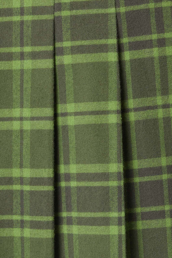Dangerfield - Meadow Tartan Pleated Skirt - olive