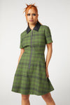 Dangerfield - Meadow Tartan Zipper Dress - olive