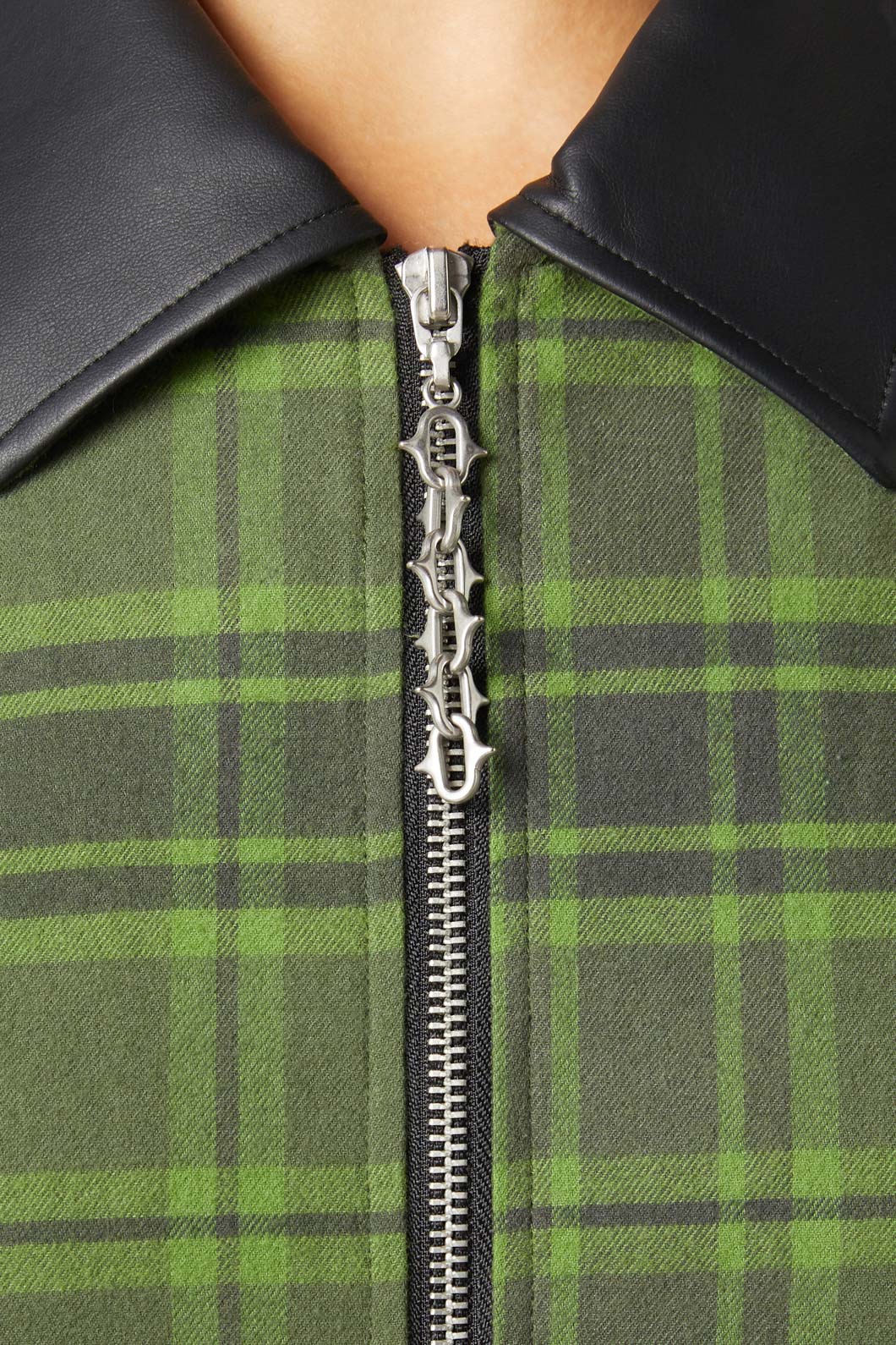 Dangerfield - Meadow Tartan Zipper Dress - olive