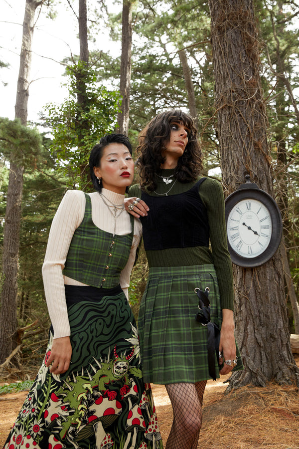 Dangerfield - Meadow Tartan Skort - olive