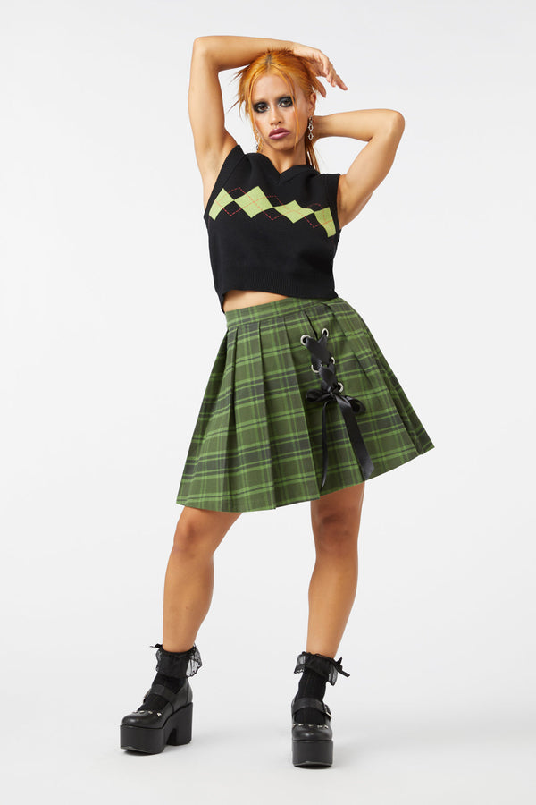 Dangerfield - Meadow Tartan Skort - olive