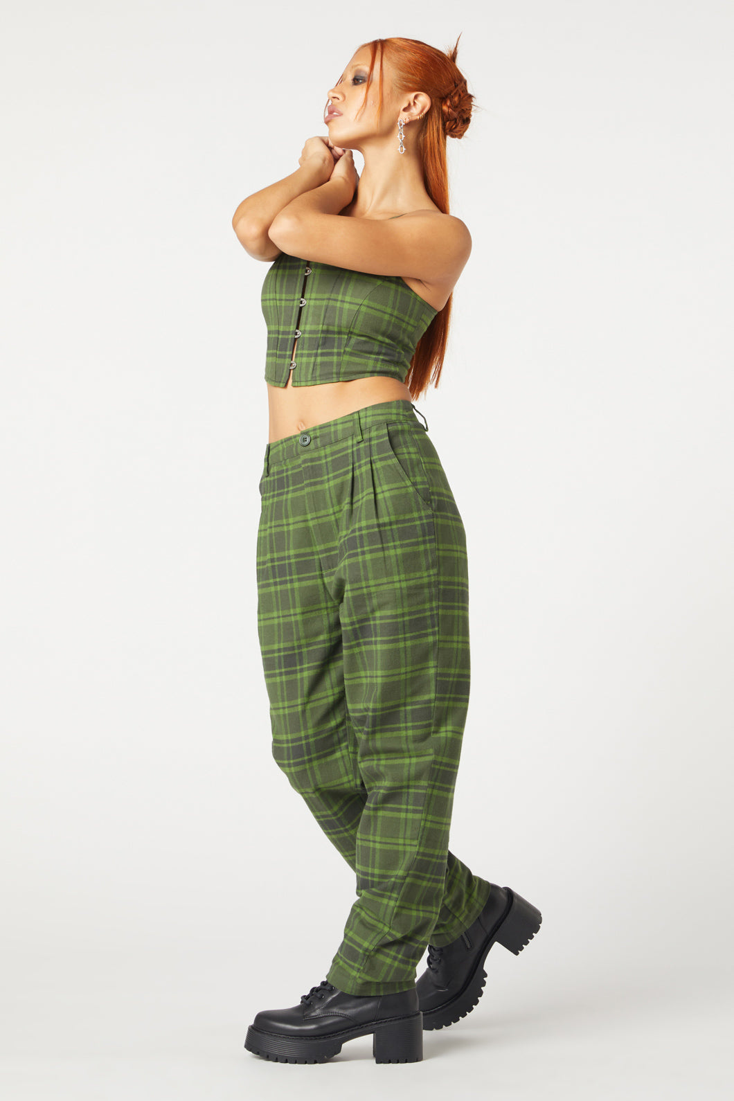 Dangerfield - Meadow Tartan Pants - olive