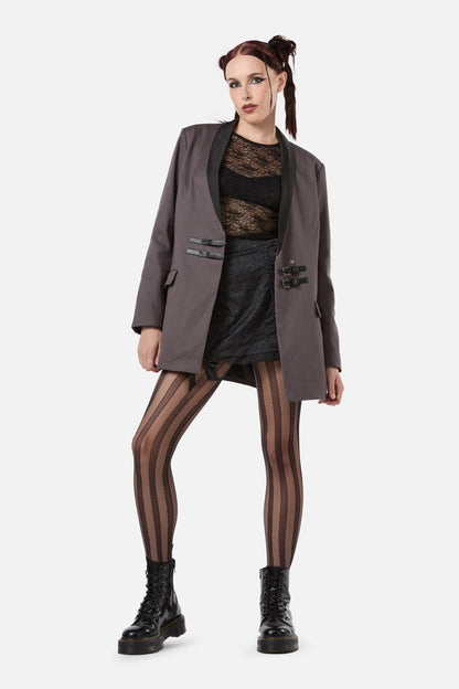 Dangerfield - Time & Date Shawl Blazer - charcoal