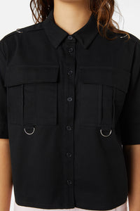 Dangerfield - Jagger O-Ring Crop Blouse - black