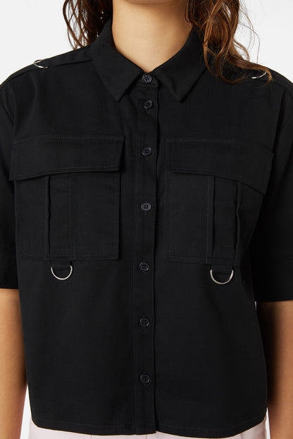 Dangerfield - Jagger O-Ring Crop Blouse - black