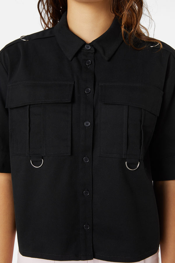 Dangerfield - Jagger O-Ring Crop Blouse - black