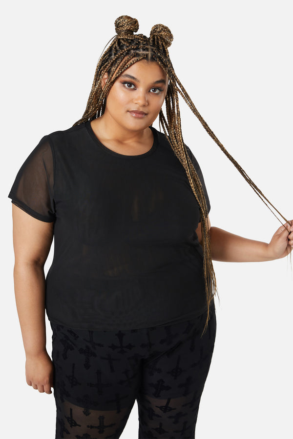 Dangerfield - Curve Eliza Mesh Top - black