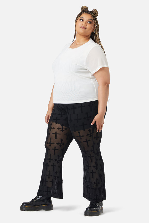 Dangerfield - Curve Eliza Mesh Top - white