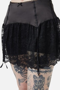 Dangerfield - Boudoir Satin Lace Skort - black