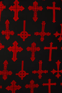 Dangerfield - Curve Vowed Flocked Mesh Dress - red