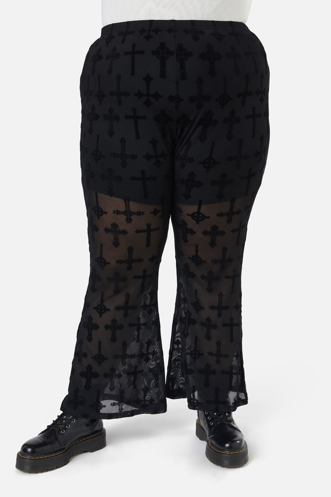 Dangerfield - Curve Vowed Flocked Mesh Pant - black