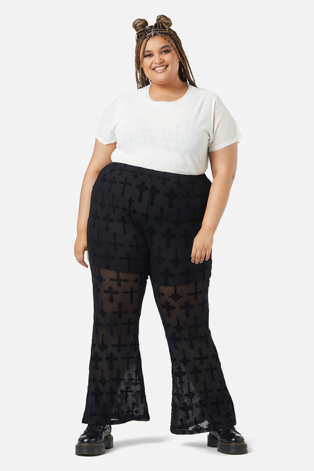 Dangerfield - Curve Vowed Flocked Mesh Pant - black