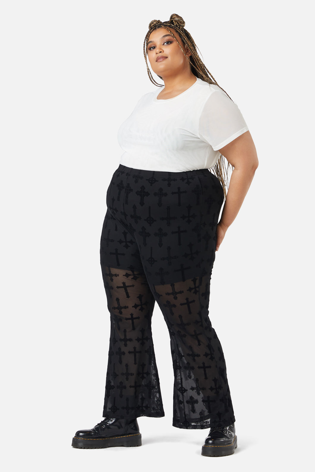 Dangerfield - Curve Vowed Flocked Mesh Pant - black