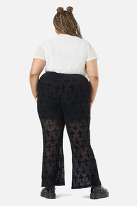 Dangerfield - Curve Vowed Flocked Mesh Pant - black