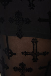 Dangerfield - Curve Vowed Flocked Mesh Pant - black