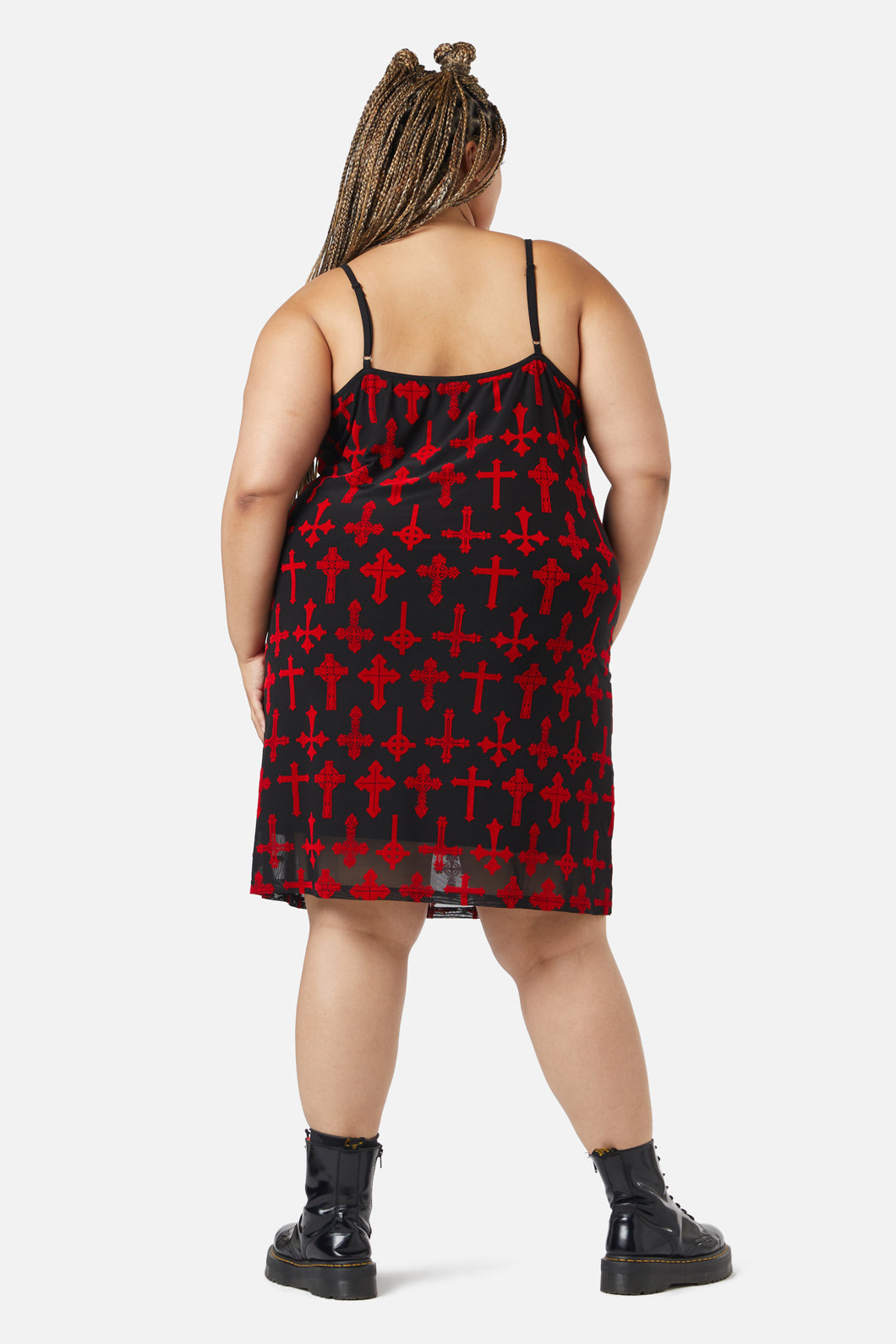Dangerfield - Curve Vowed Flocked Mesh Dress - red