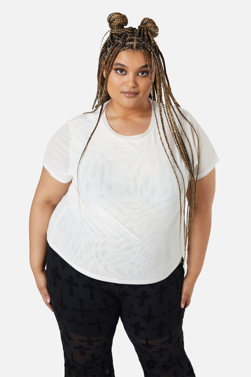 Dangerfield - Curve Eliza Mesh Top - white