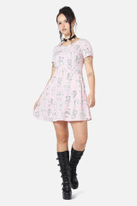 Dangerfield - Cherub Face Printed Dress - pink