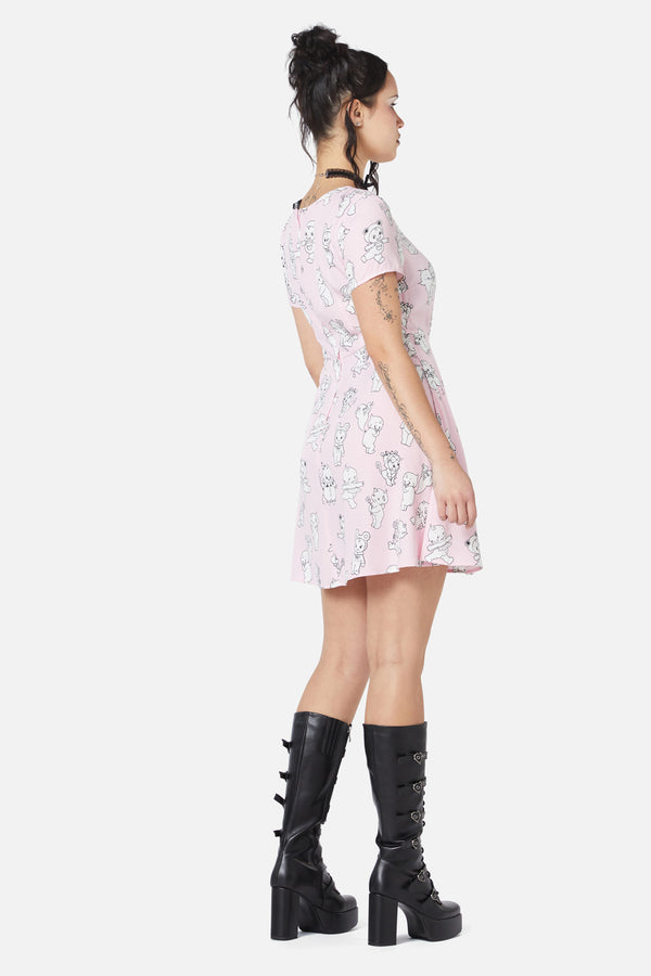 Dangerfield - Cherub Face Printed Dress - pink
