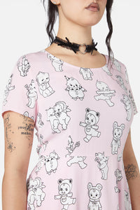 Dangerfield - Cherub Face Printed Dress - pink