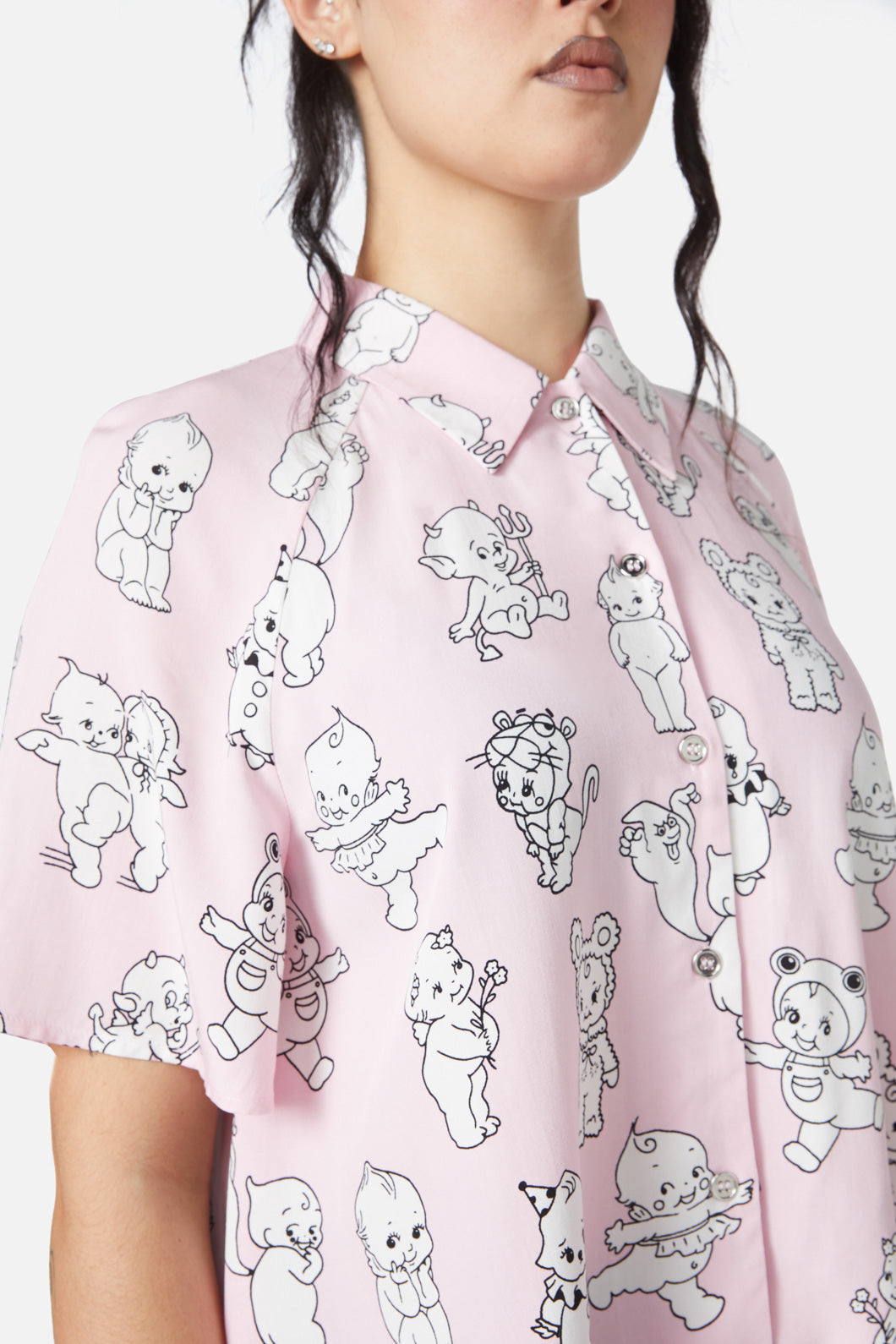Dangerfield - Cherub Face Printed Blouse - pink