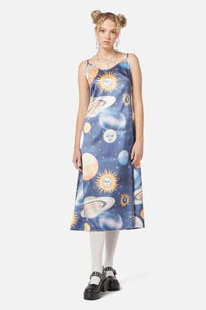 Dangerfield - Moonlit Satin Dress - navy