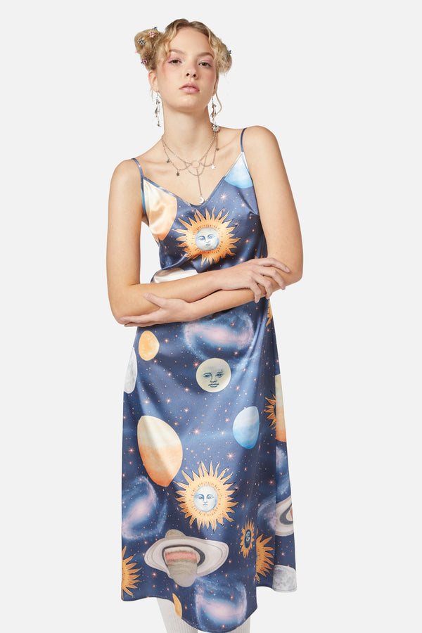 Dangerfield - Moonlit Satin Dress - navy