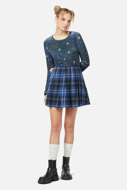 Dangerfield - Moonlit Tartan Skirt - navy