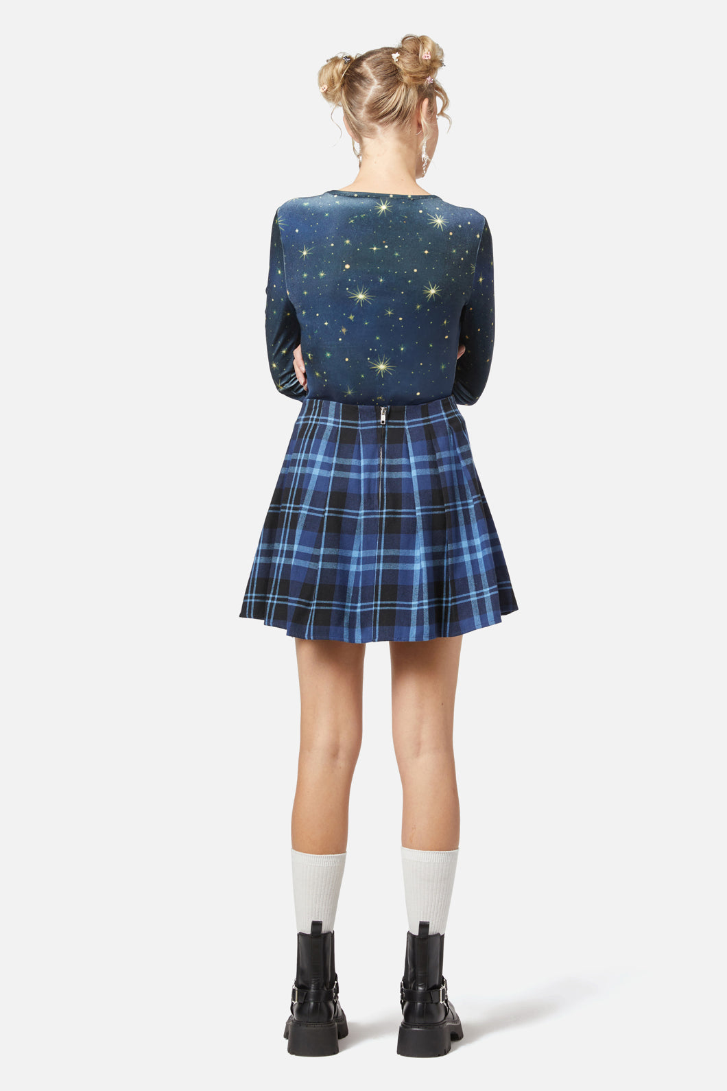 Dangerfield - Moonlit Tartan Skirt - navy
