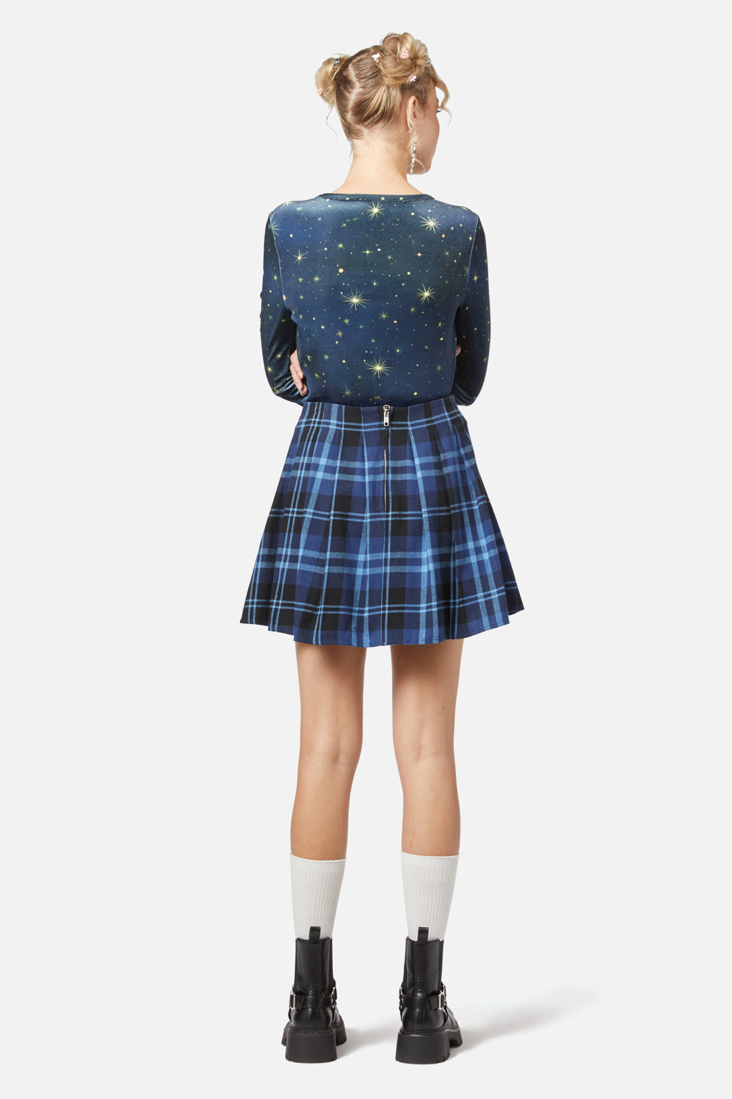 Dangerfield - Moonlit Tartan Skirt - navy