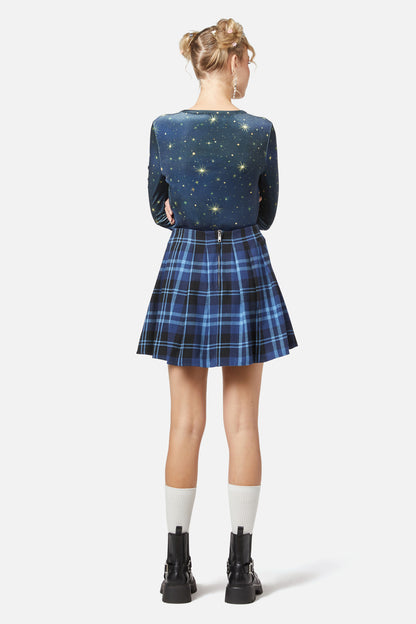Dangerfield - Moonlit Tartan Skirt - navy