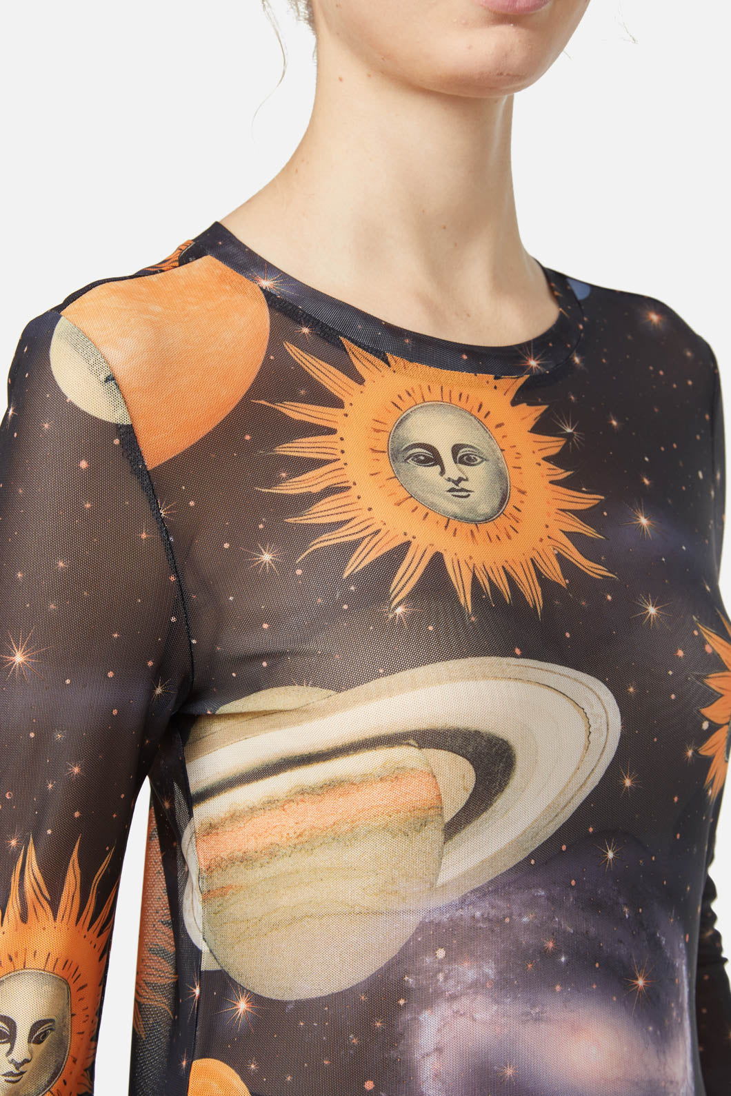 Dangerfield - Moonlit Print Mesh Top - navy