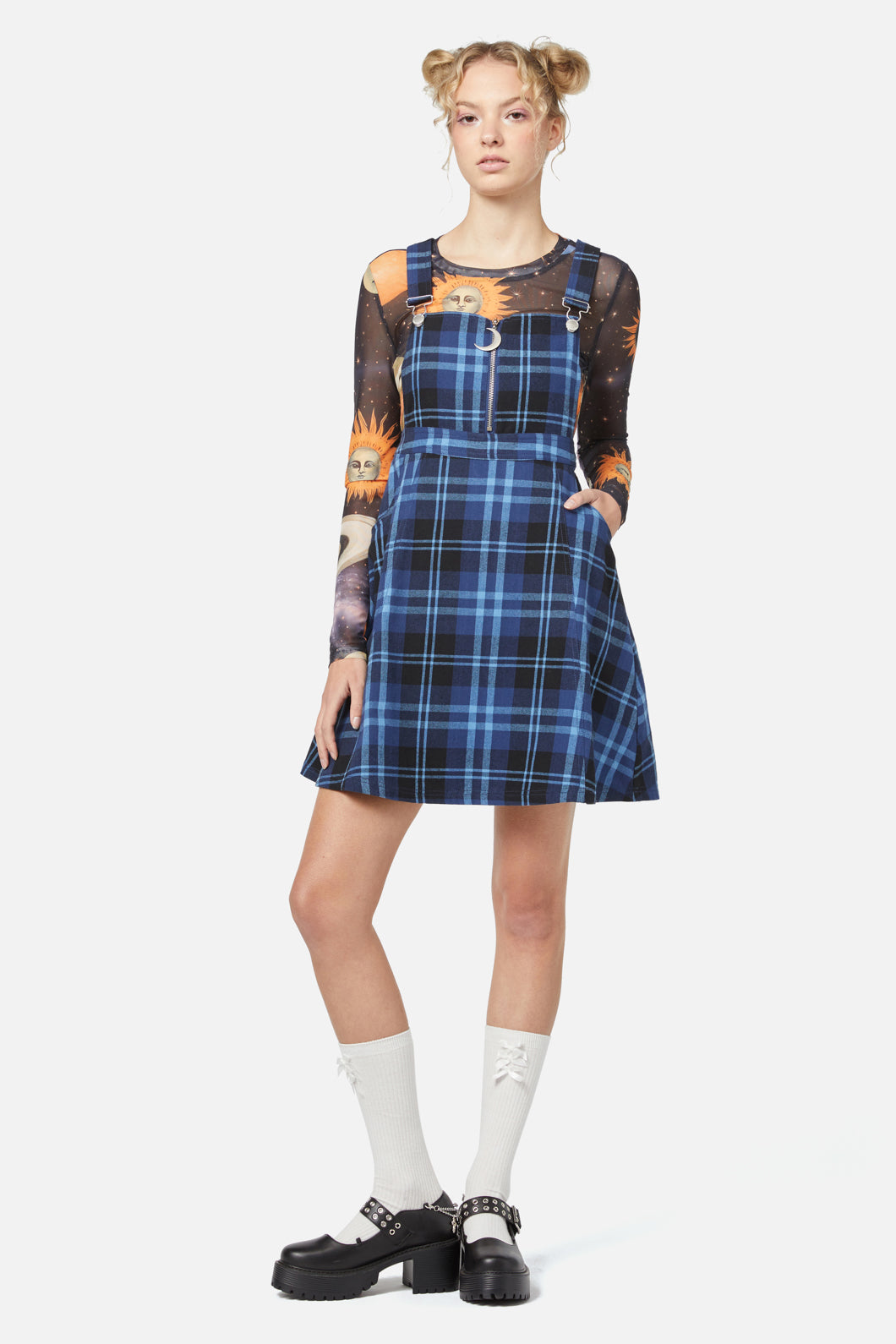 Dangerfield - Moonlit Tartan Pinny - navy