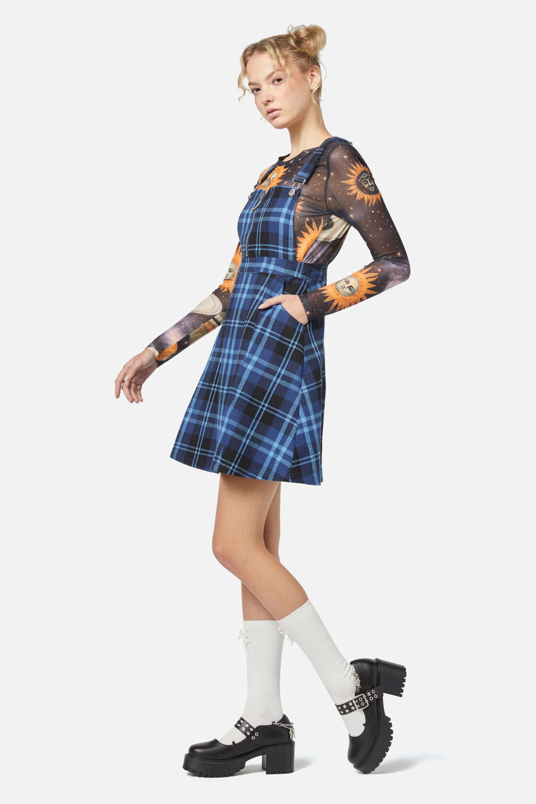 Dangerfield - Moonlit Tartan Pinny - navy