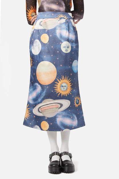 Dangerfield - Moonlit Satin Skirt - navy