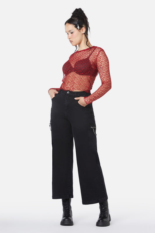 Dangerfield - Mortal Webbed Mesh Top - red