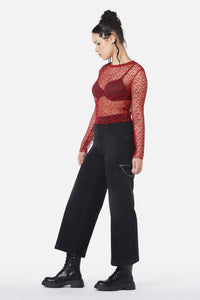 Dangerfield - Mortal Webbed Mesh Top - red