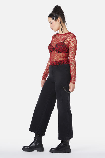 Dangerfield - Mortal Webbed Mesh Top - red