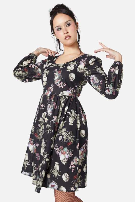 Dangerfield - Memento Mori Printed Dress - black