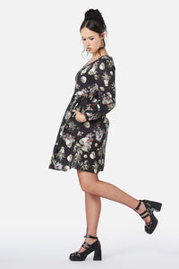Dangerfield - Memento Mori Printed Dress - black