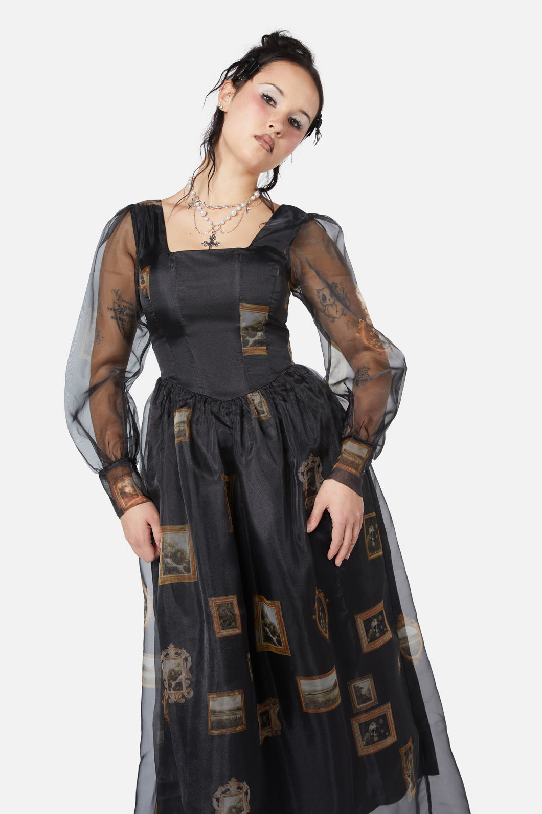Dangerfield - Requiem Frame Organza Dress - black
