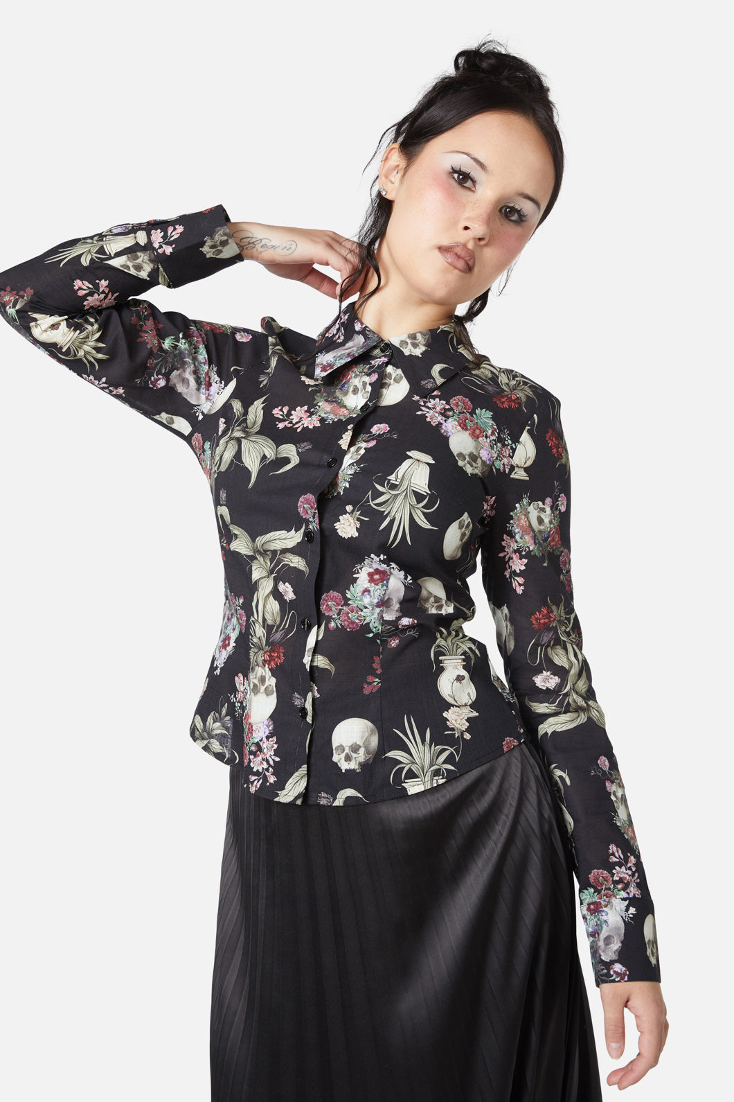 Dangerfield - Memento Mori Printed Blouse - black