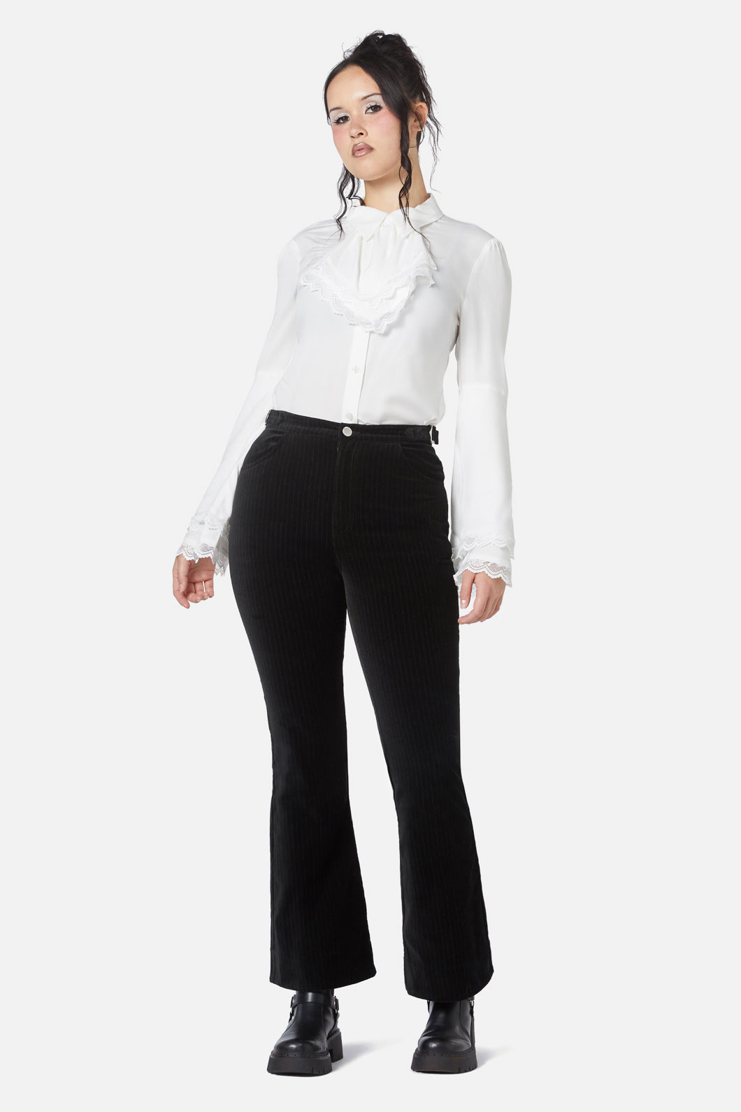 Dangerfield - Elegy Velvet Wide Leg Pants - black