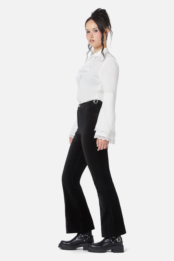 Dangerfield - Elegy Velvet Wide Leg Pants - black